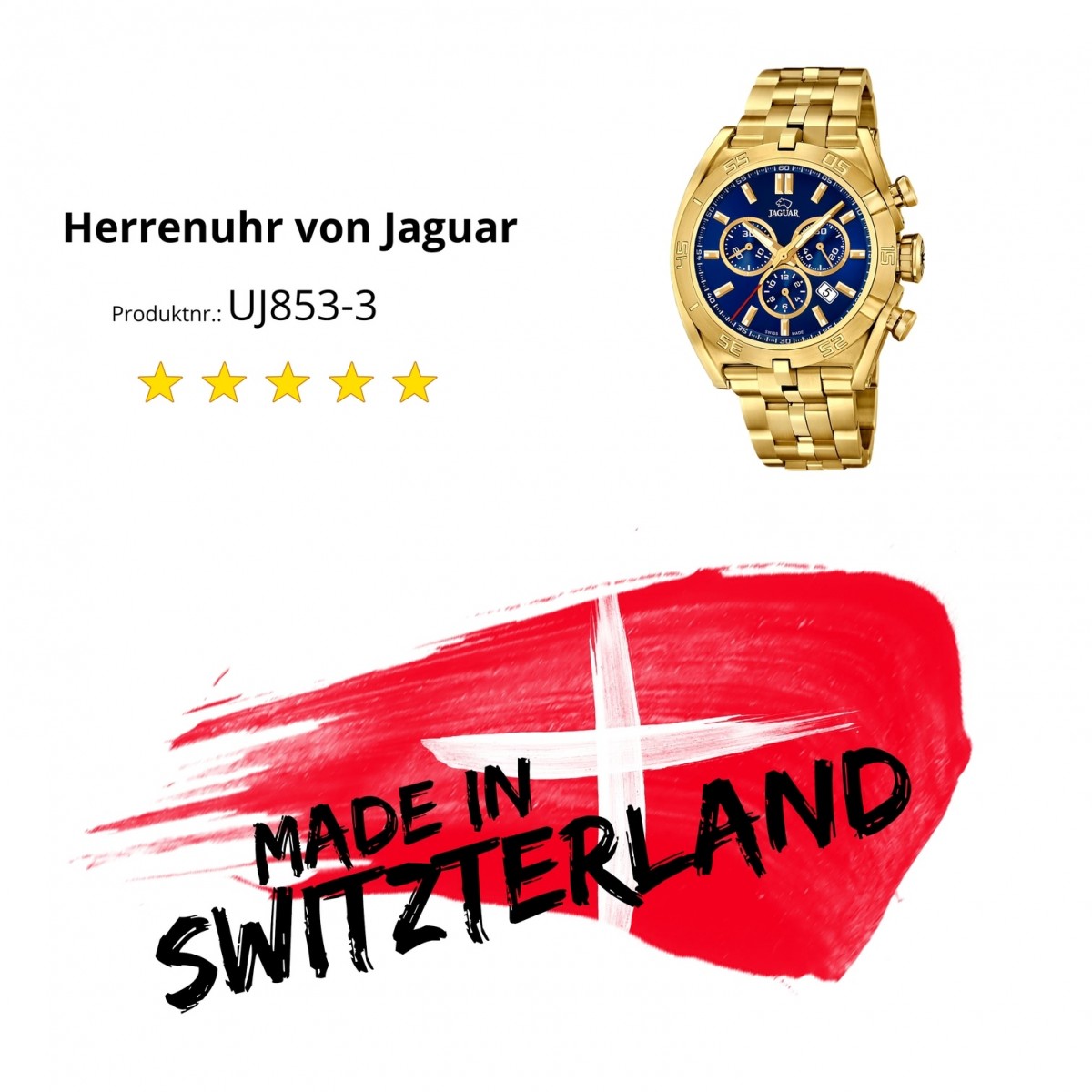 Executive J853/3 Jaguar Edelstahl Herren-Armbanduhr UJ853/3 Saphir gold