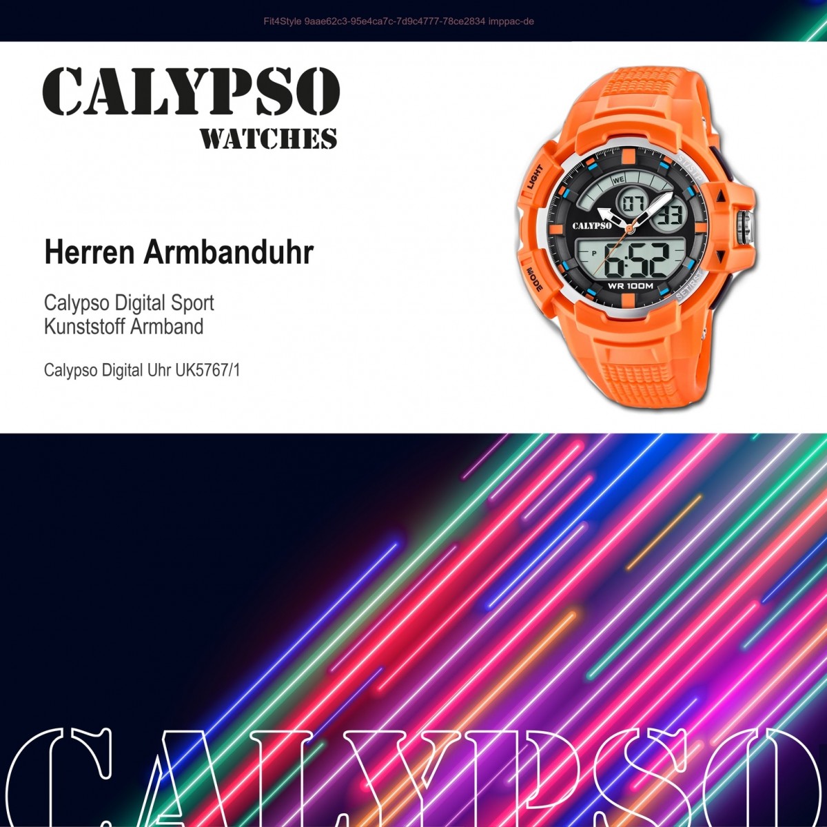 orange Calypso Style Street Armbanduhr UK5767/1 Herren PU Quarz-Uhr K5767/1