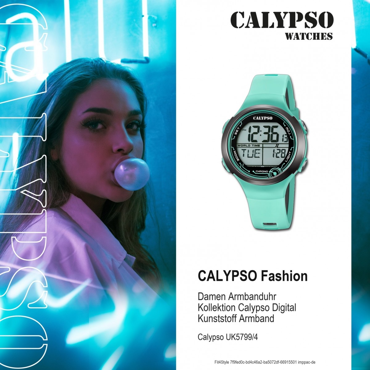 Armbanduhr Kunststoff Calypso Herren Damen K5799/4 türkis Digital UK5799/4