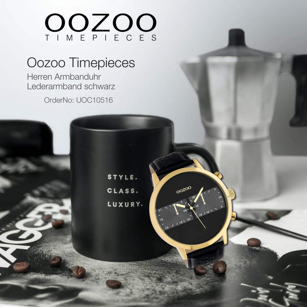 Oozoo Herren Timepieces schwarz Leder Armbanduhr C10516 UOC10516 Analog