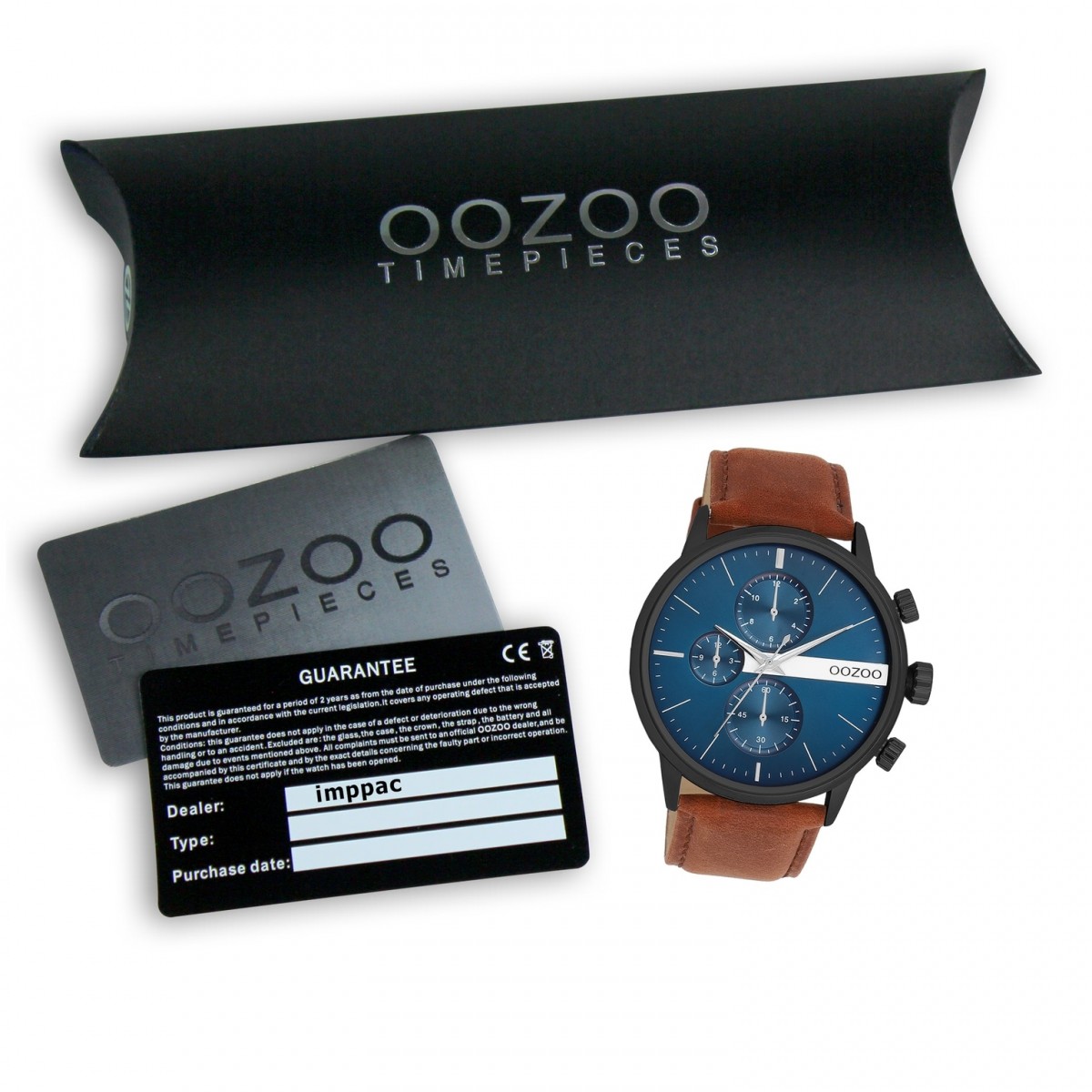 Analog braun Timepieces Oozoo Herren UOC11222 Armbanduhr Leder