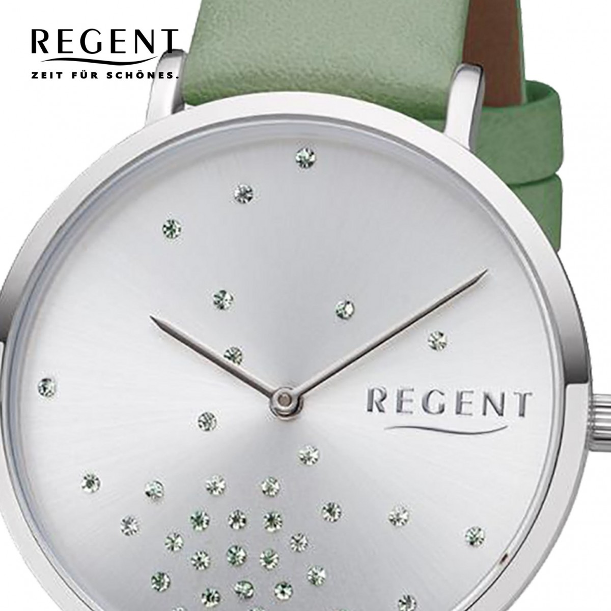 Regent Damen grün Quarz-Uhr Armbanduhr URBA598 BA-598 Leder Analog