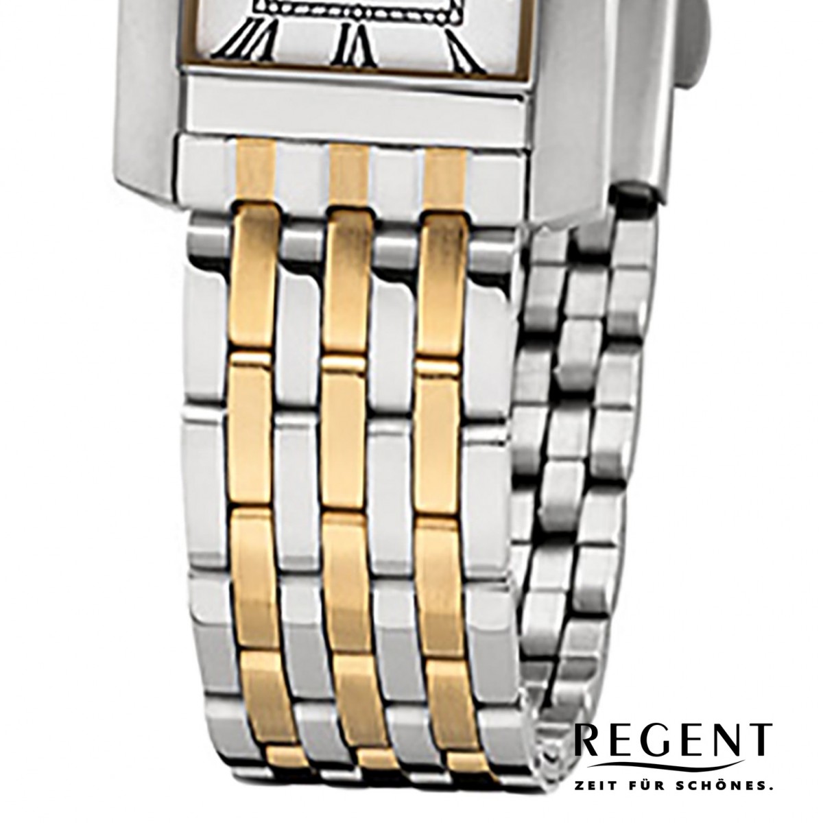 Regent Damen-Armbanduhr 32-F-1052 URF1052 gold Quarz-Uhr URF105 Edelstahl-Armband silber