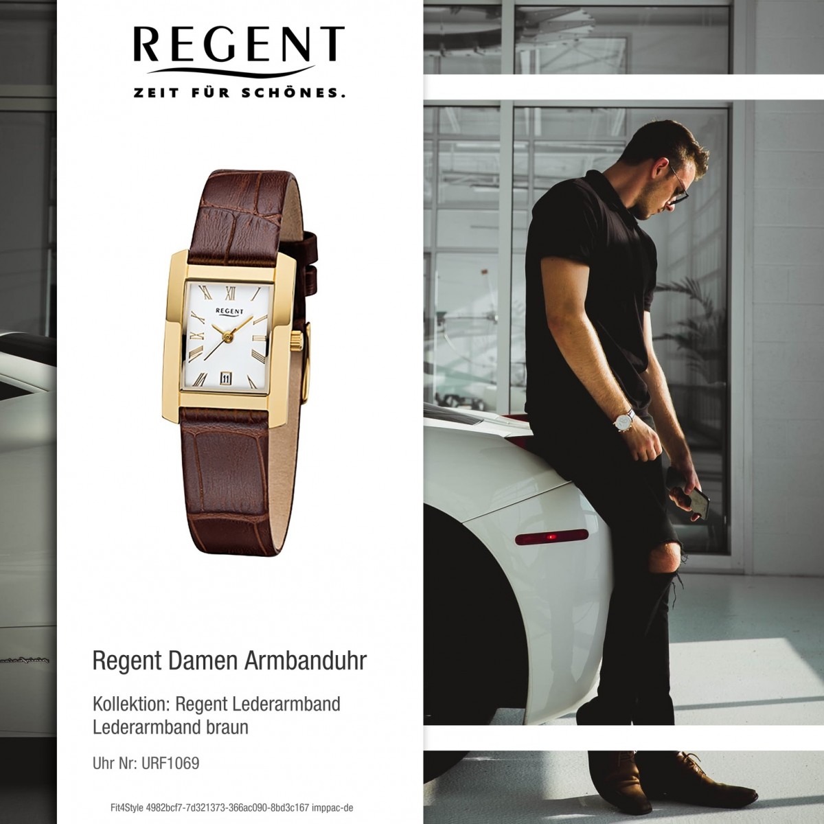Regent Damen-Armbanduhr 32-F-1069 braun Leder-Armband URF1069 Quarz-Uhr