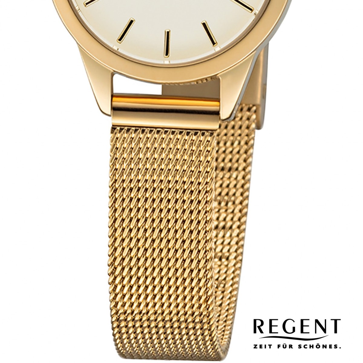 Regent Analog Metall Damen F-1166 URF1166 Quarz-Uhr Armbanduhr gold