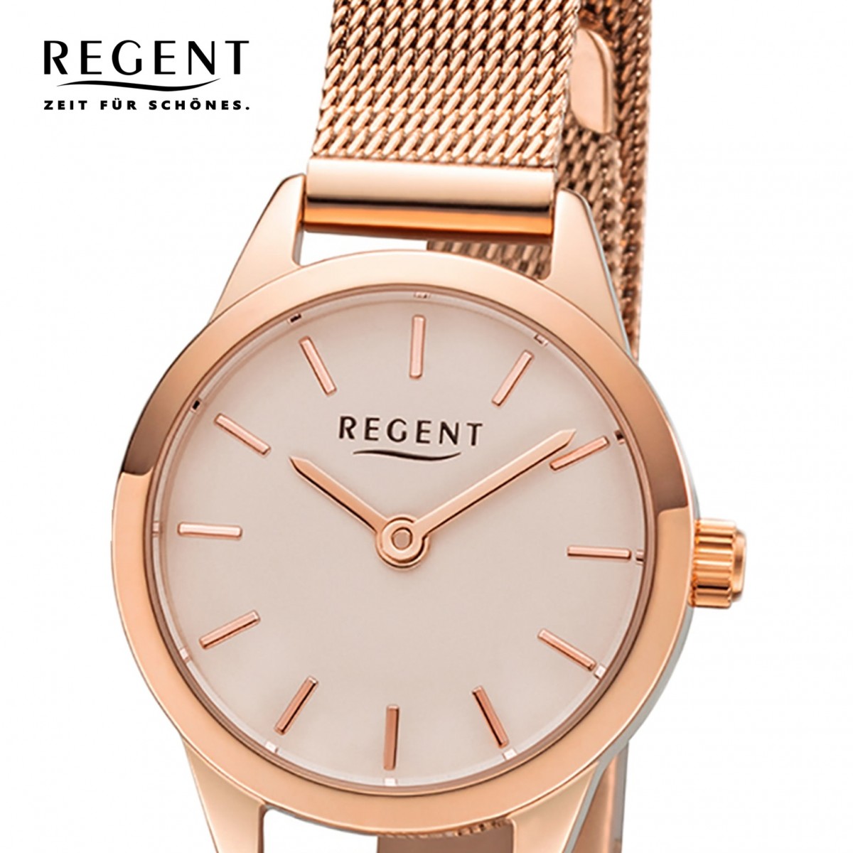 Regent Armbanduhr Metall rosegold Analog F-1167 Quarz-Uhr Damen URF1167
