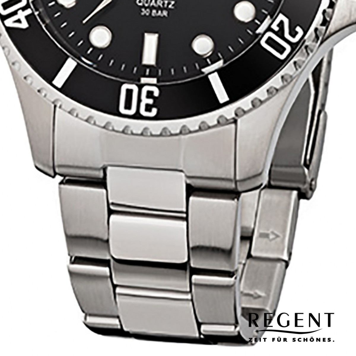 Stahl-Armband Quarz-Uhr URF371 Regent Herren-Armbanduhr silber F-371