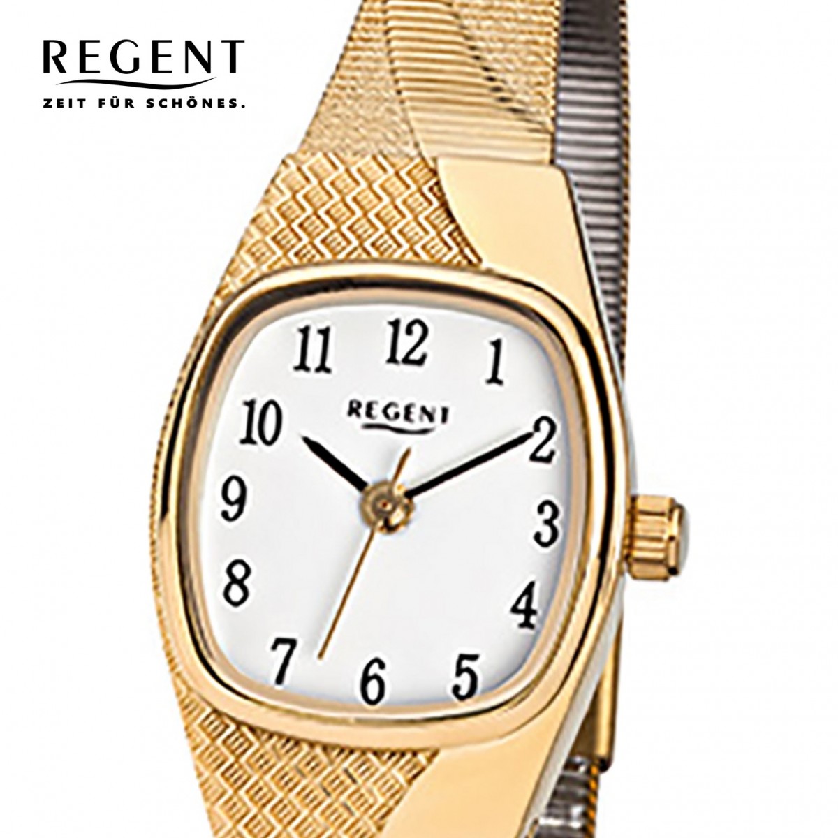 Regent Damen-Uhr - URF624 Metallarmband Edelstahl Quarzwerk gold - 