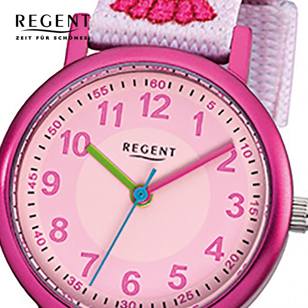 Regent Kinder-Armbanduhr Prinzessin Mineralglas URF949 Quarz Textil rosa