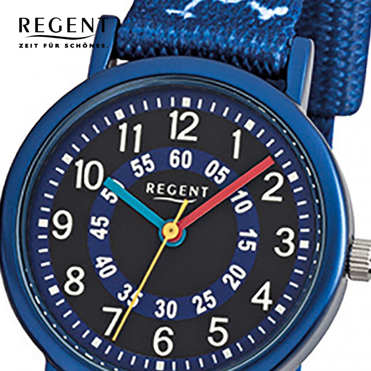 Regent Kinder-Armbanduhr Pirat Quarz Textil blau URF951 Mineralglas