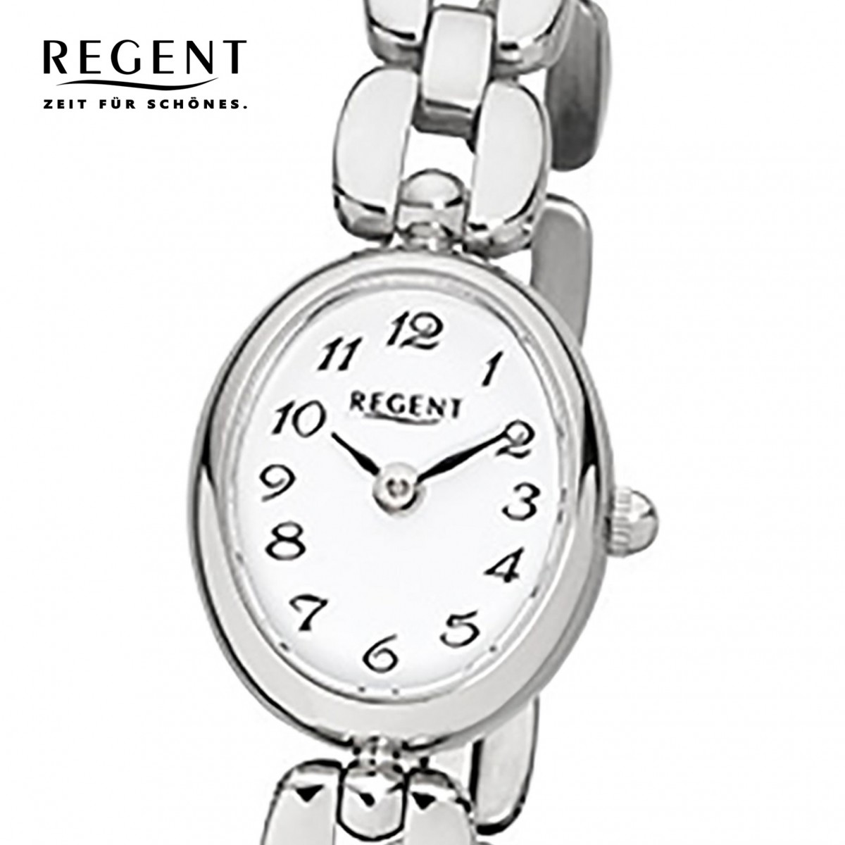 Regent Damen-Armbanduhr URF966 F-966 silber Stahl-Armband Mini Quarz-Uhr