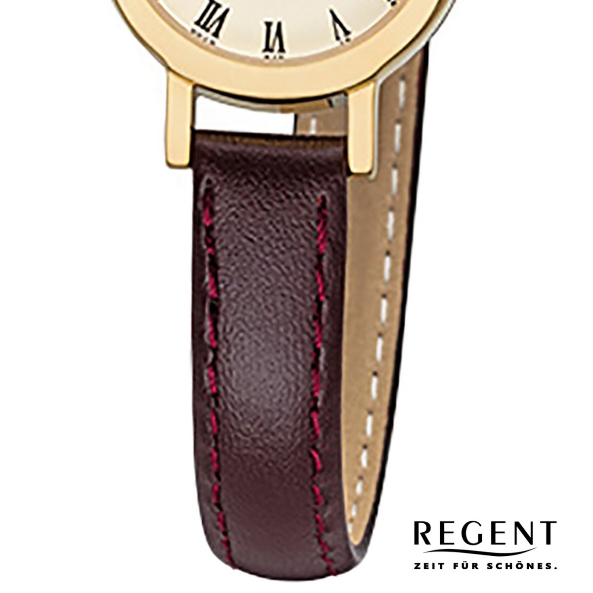 Quarz-Uhr Regent URF978 Damen-Armbanduhr F-978 braun Mini Leder-Armband