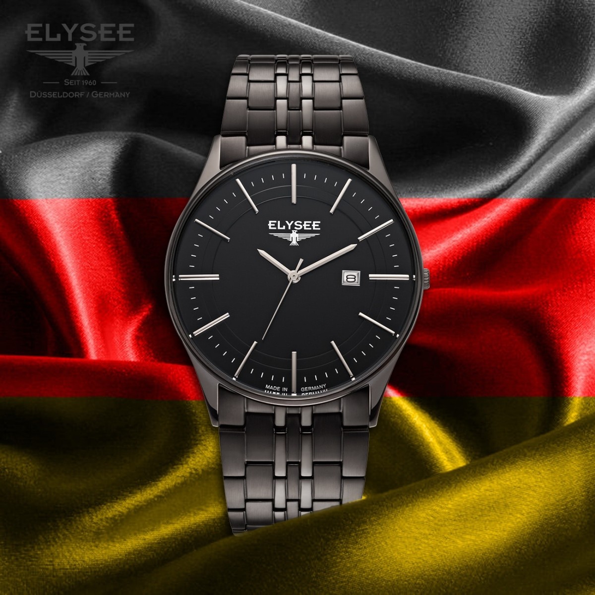 Elysee Herren Armbanduhr Diomedes II 83017 Analog Edelstahl schwarz UYS83017