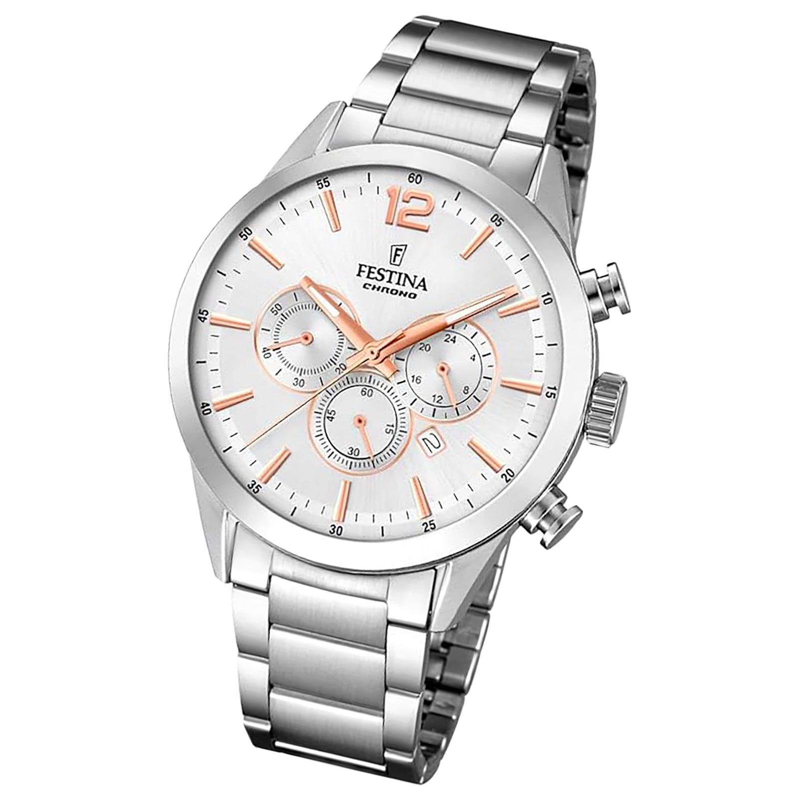 Festina Herrenuhr Edelstahl silber Timeless Chronograph Armbanduhr UF20343/6