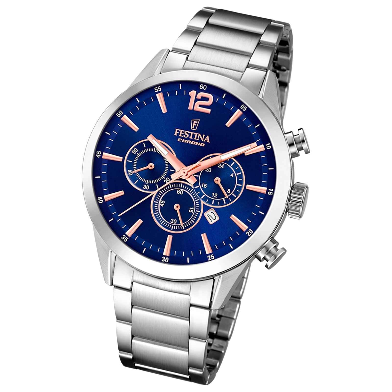 Festina Herrenuhr Edelstahl silber Timeless Chronograph Armbanduhr UF20343/9