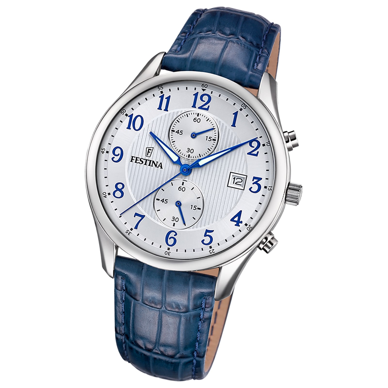 Festina Herrenuhr Leder blau Festina Timeless Chronograph Armbanduhr UF6855/A