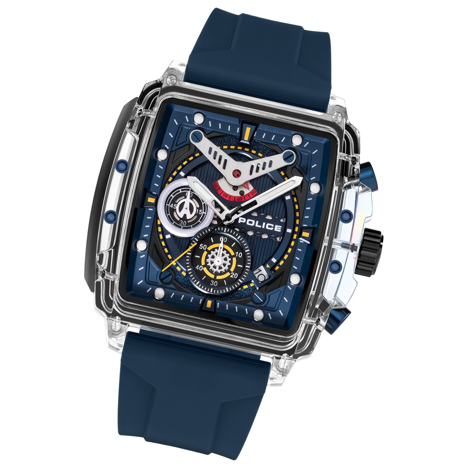 Police Herrenuhr Silikon dunkelblau Police Clout Armbanduhr UPOO0052403