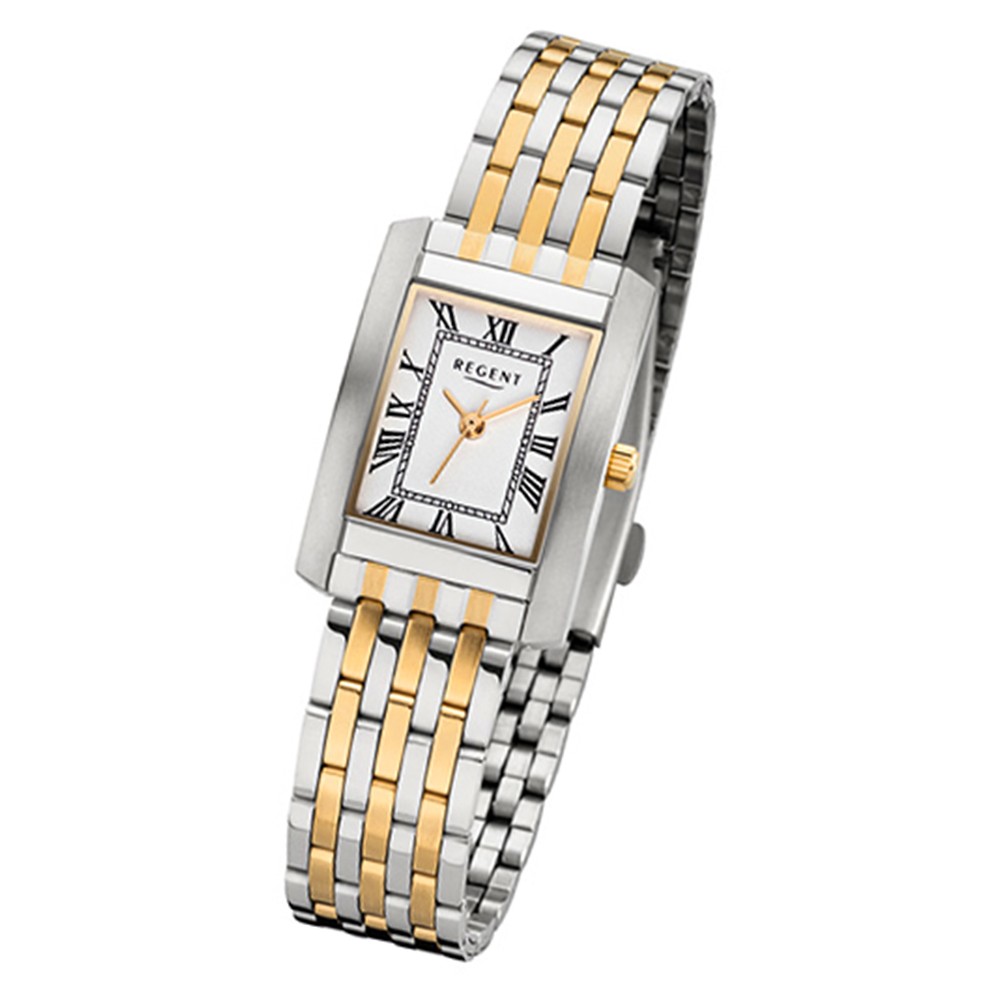 Regent Damen-Armbanduhr 32-F-1052 Quarz-Uhr gold URF1052 Edelstahl-Armband silber URF105