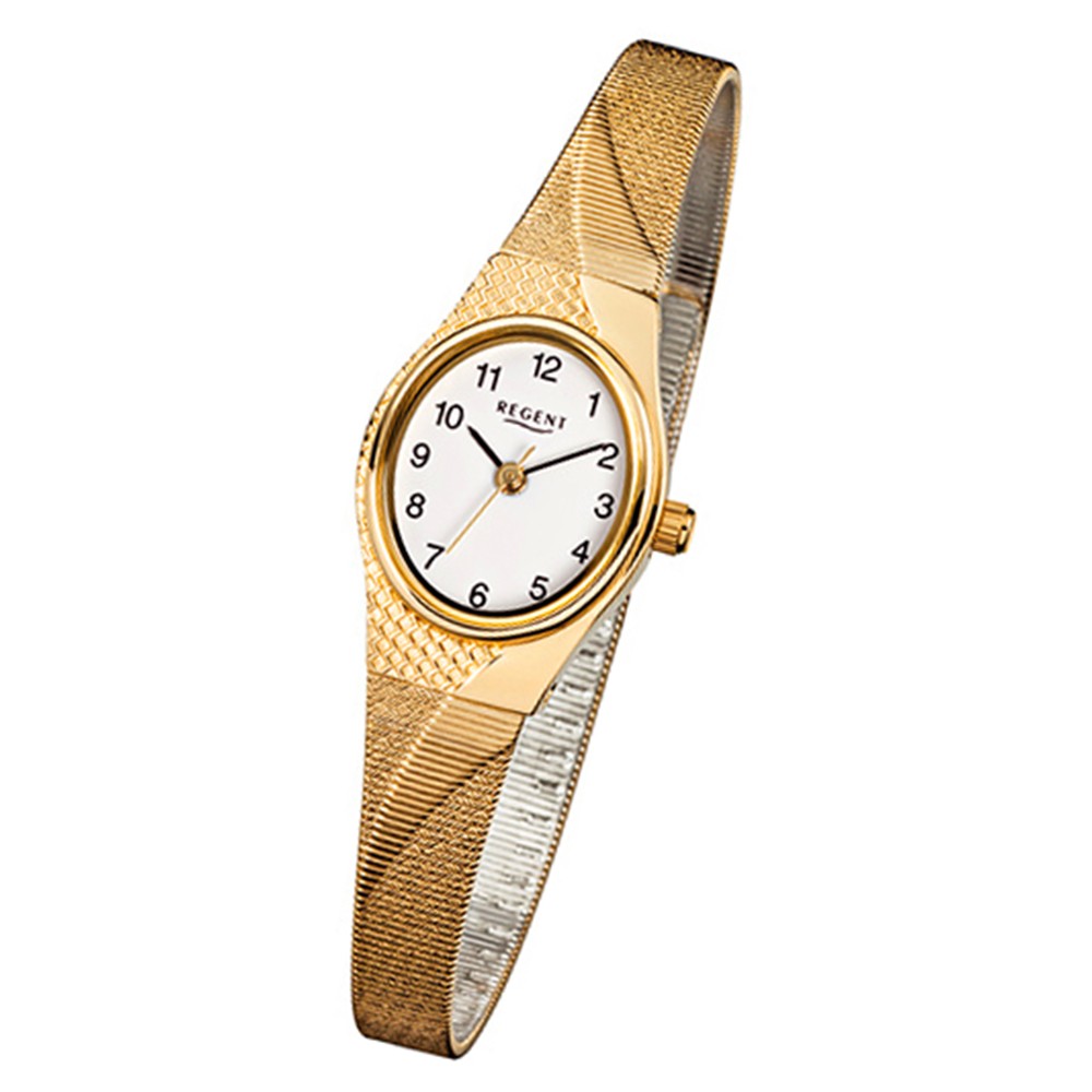 Damen-Armbanduhr Quarz-Uhr URF622 F-622 Stahl-Armband Regent gold