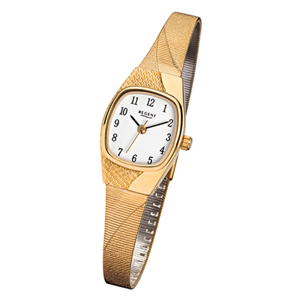 Regent Damen-Uhr gold Edelstahl URF624 - Metallarmband Quarzwerk - 