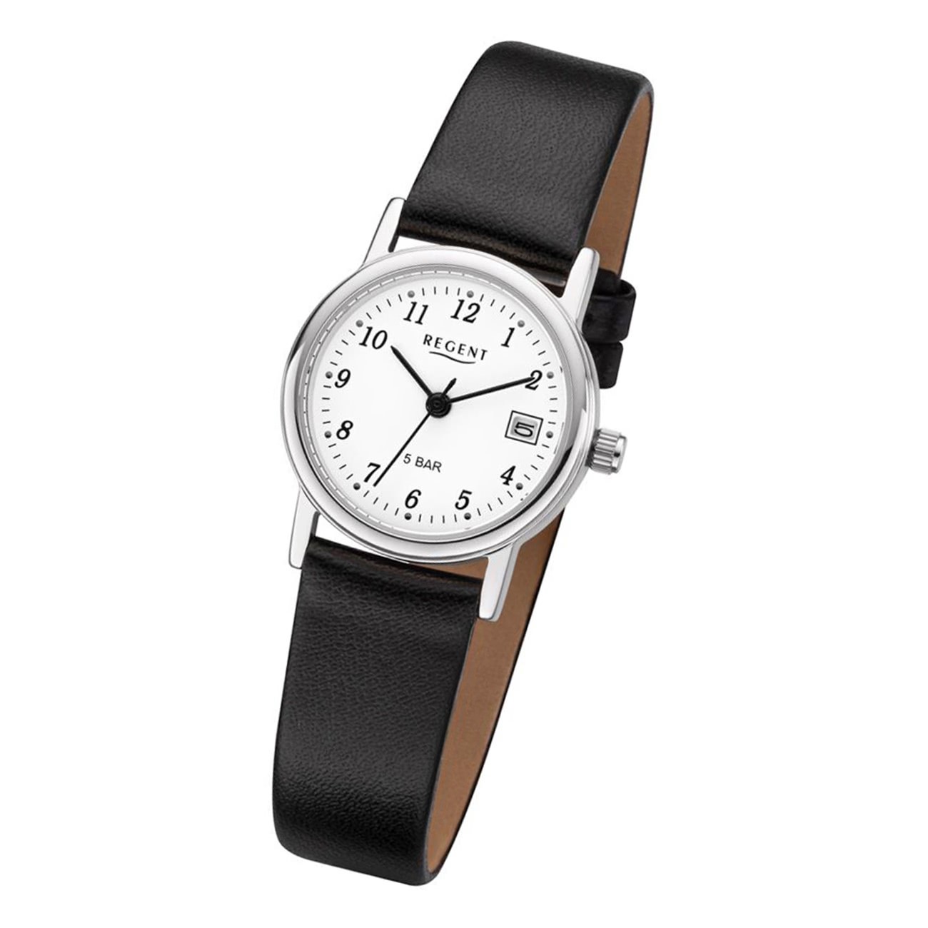 schwarz Quarz Regent - URF827 Leder Lederarmband Damen-Armbanduhr -