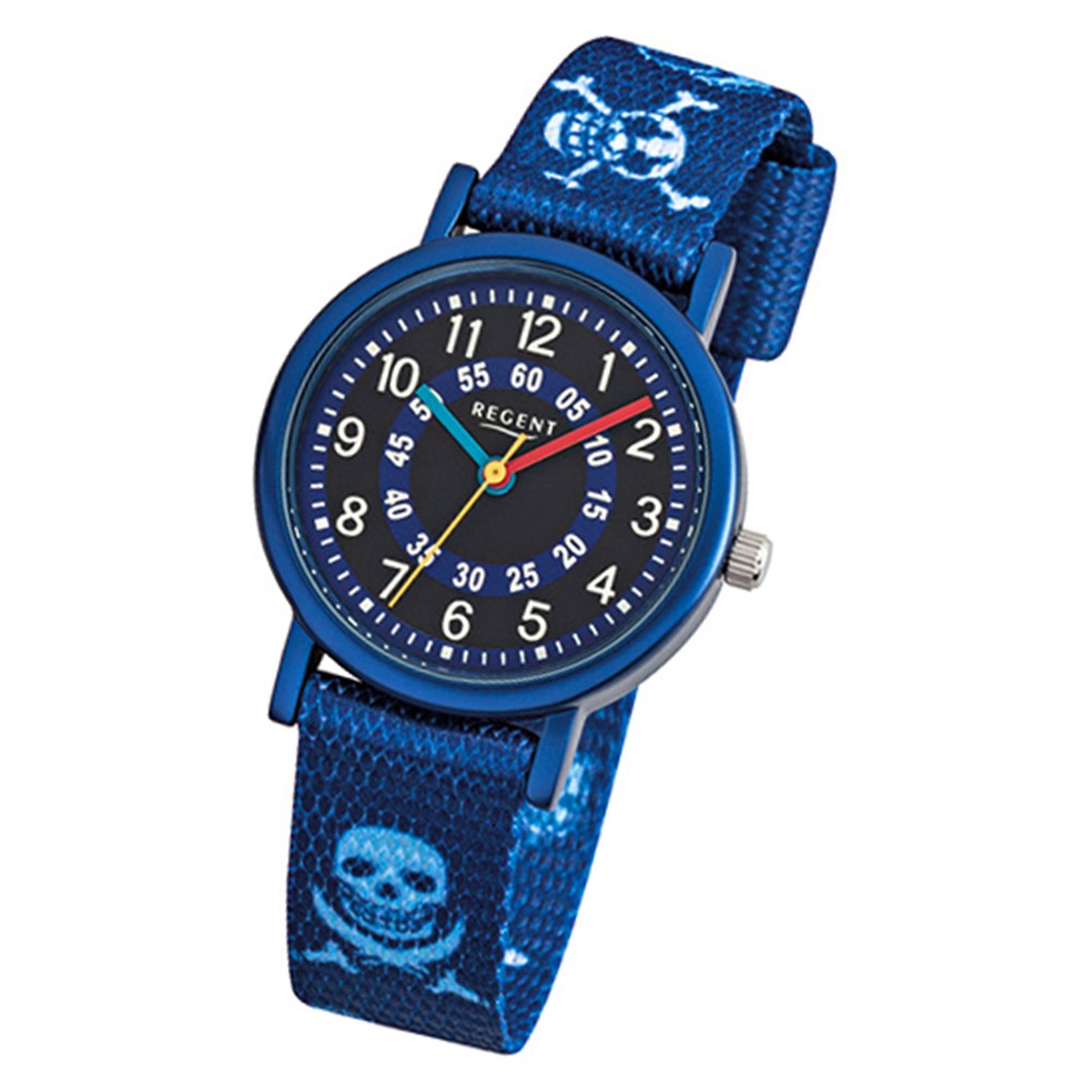 blau Kinder-Armbanduhr URF951 Pirat Regent Quarz Mineralglas Textil