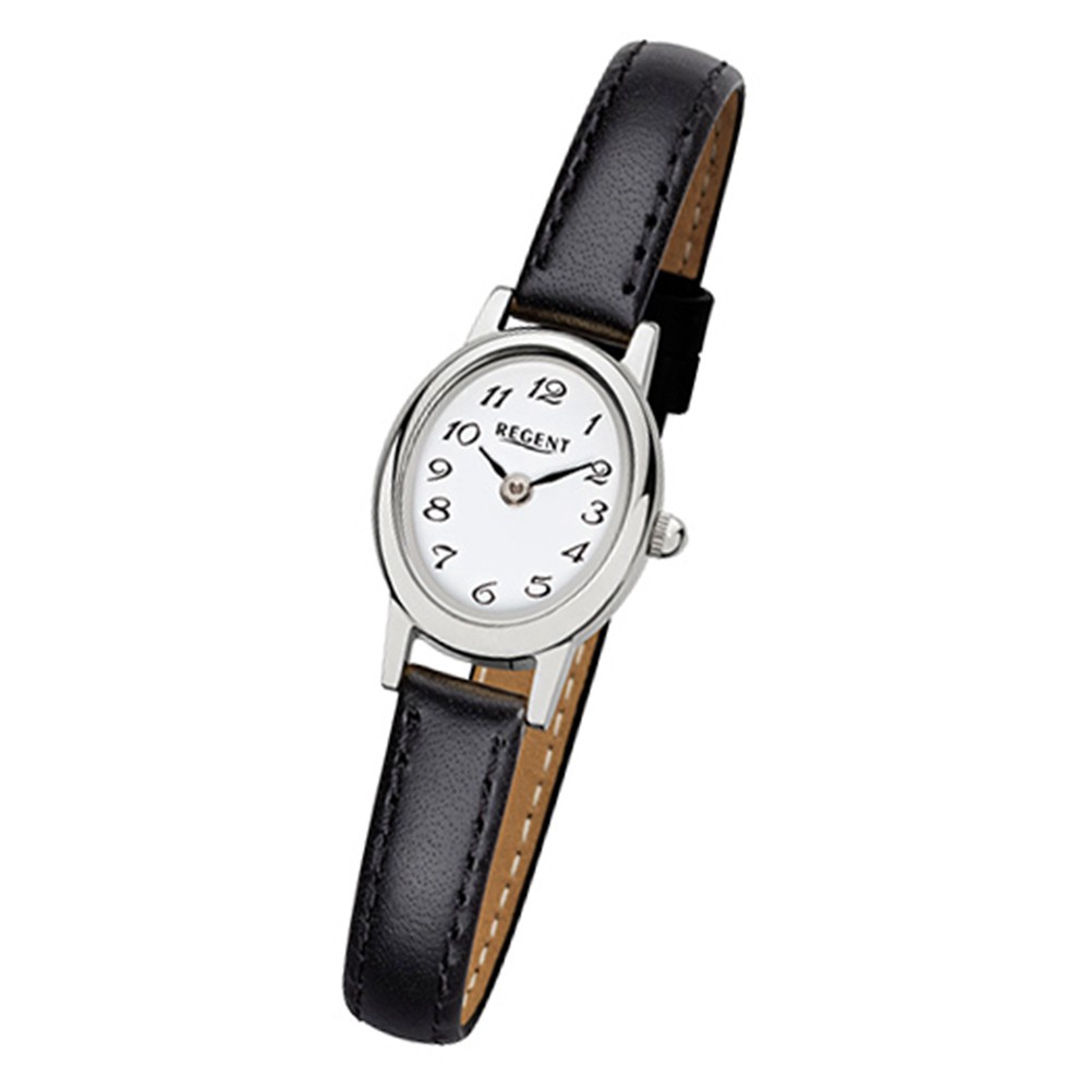 Regent Damen-Armbanduhr F-976 Quarz-Uhr Mini URF976 Leder-Armband schwarz