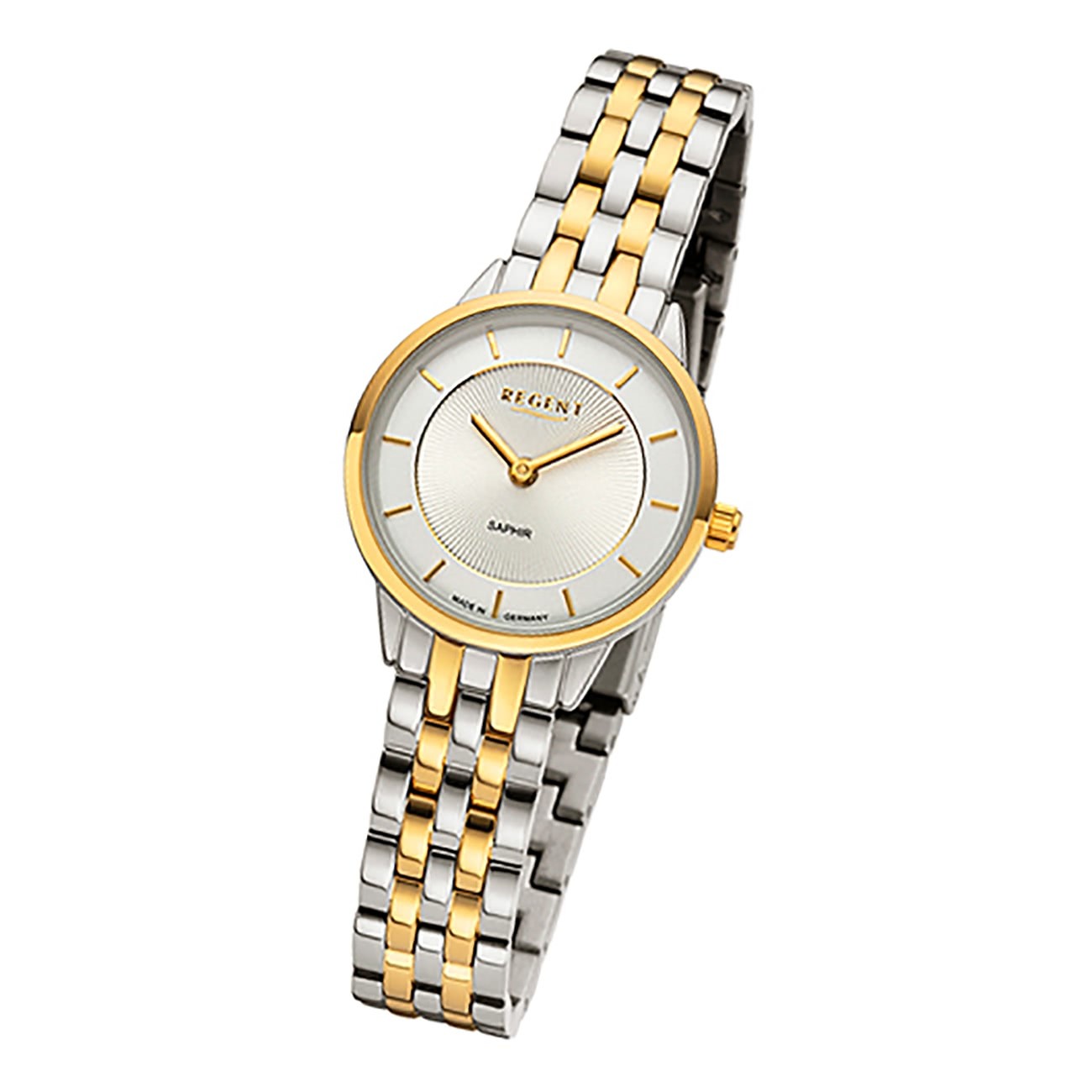 Regent Damen Armbanduhr Analog bicolor GM-2127 URGM2127 Quarz-Uhr Metallband