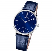 Festina Herrenuhr Leder blau Festina Swiss Made Armbanduhr UF20012/3