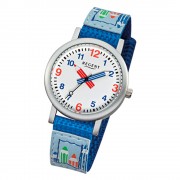 Regent Kinder-Armbanduhr F-940 Quarz-Uhr Textil, Stoff-Armband blau URF940