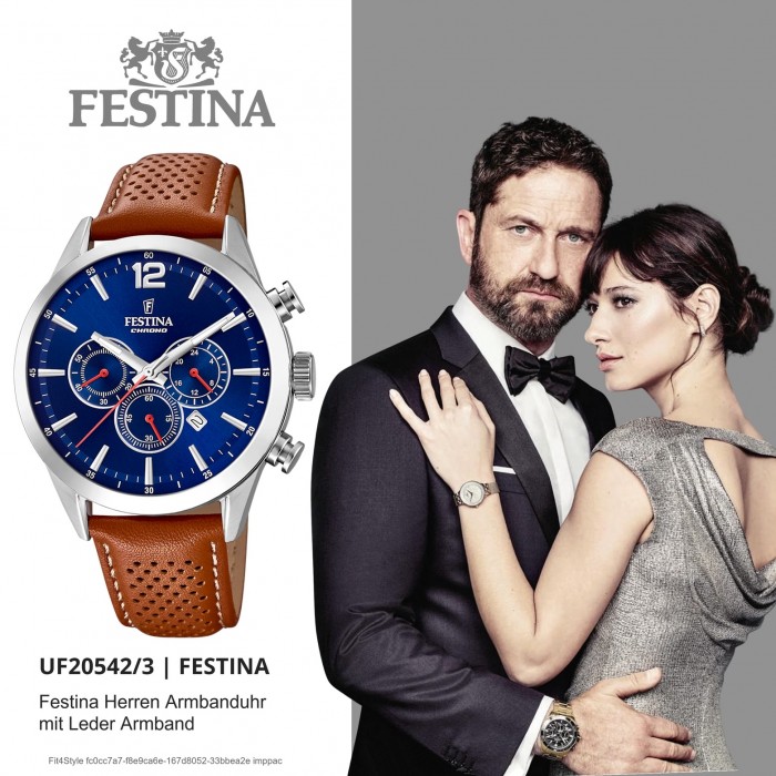 Festina Herren braun F20542/3 Chronograph 3 Timeless UF20542/ Armbanduhr Leder
