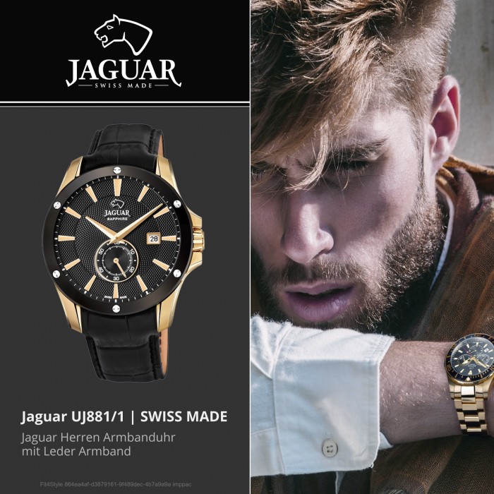 Jaguar Herren Armbanduhr ACM J881/1 UJ881/1 Analog schwarz Leder