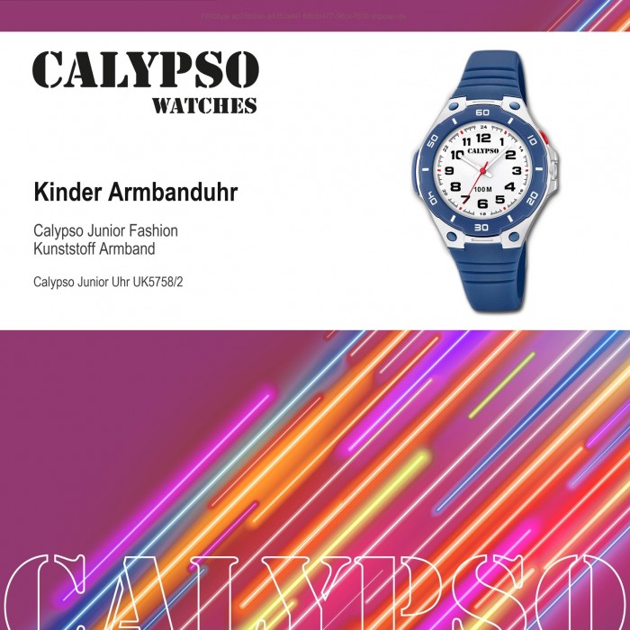 Calypso Kinder PU Sweet Time UK5758/2 blau Quarz-Uhr K5758/2 Armbanduhr