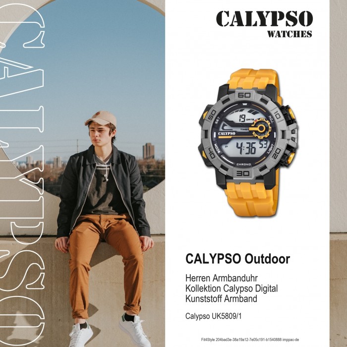 Calypso Herren Armbanduhr Outdoor gelb Digital K5809/1 Kunststoff UK5809/1