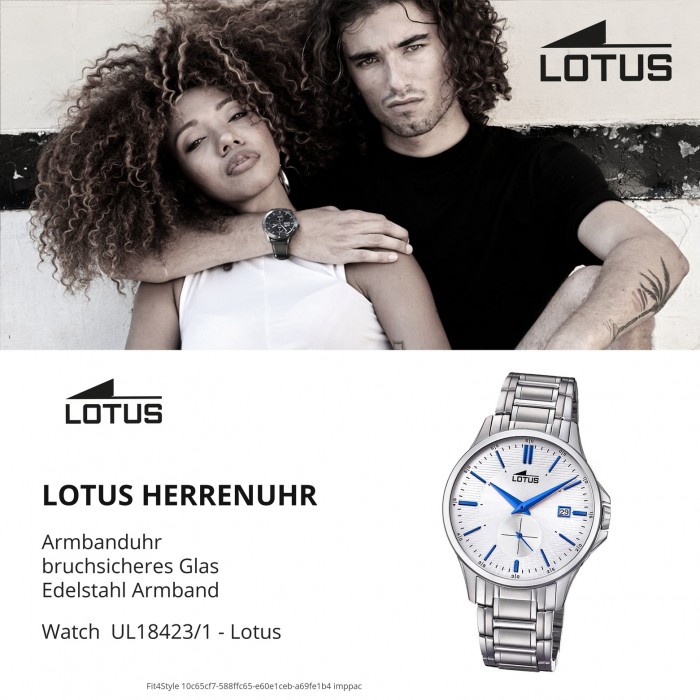 silber Edelstahl Retro Quarz UL18423/1 Lotus Herren-Armbanduhr 18423/1