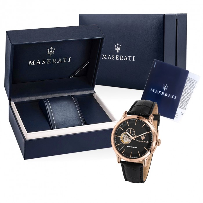 Maserati Herren Armbanduhr EPOCA UMAR8821118009 Analog schwarz Leder