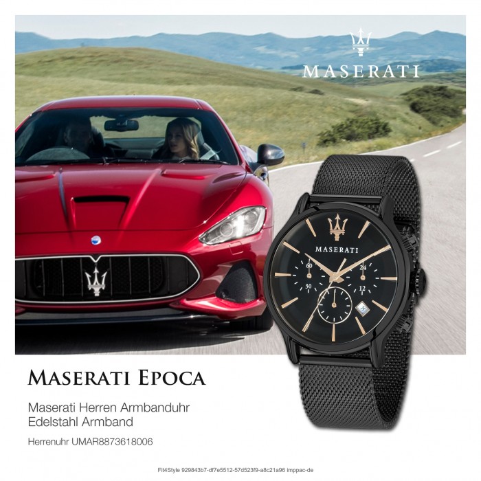 Edelstahl Armbanduhr Epoca UMAR8873618006 Herren Chrono schwarz Maserati