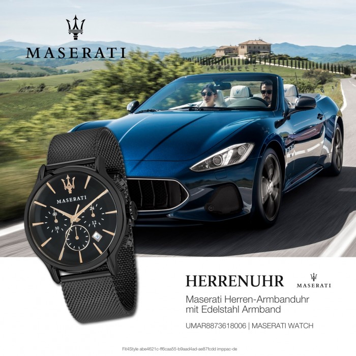 Epoca Herren Armbanduhr UMAR8873618006 Chrono Edelstahl Maserati schwarz