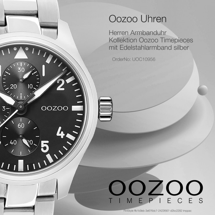 Oozoo Herren Armbanduhr Analog silber UOC10956 Timepieces Edelstahl C10956