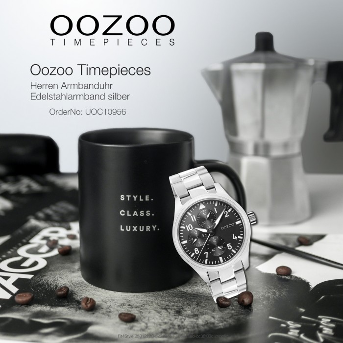 Oozoo Herren Armbanduhr Analog Timepieces silber UOC10956 Edelstahl C10956