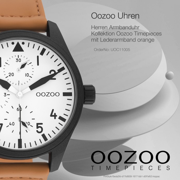 orange Leder UOC11005 Herren Oozoo C11005 Timepieces Armbanduhr Analog