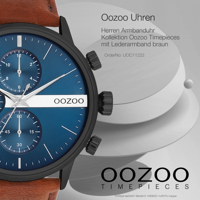 Timepieces braun Oozoo UOC11222 Armbanduhr Leder Herren Analog