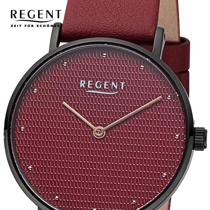Regent Damen rot bordeaux UR2152577 Armbanduhr Analog Lederarmband