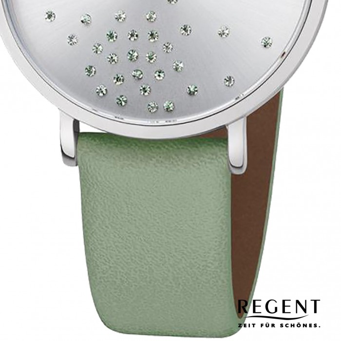 Damen Analog grün Regent Quarz-Uhr Armbanduhr URBA598 Leder BA-598