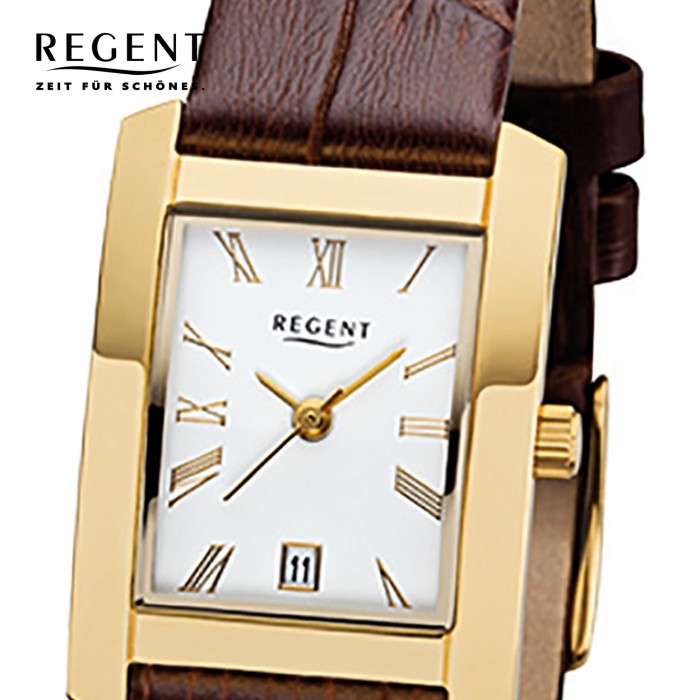 Regent Damen-Armbanduhr URF1069 braun Quarz-Uhr 32-F-1069 Leder-Armband