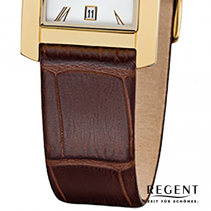Regent Damen-Armbanduhr 32-F-1069 URF1069 Quarz-Uhr braun Leder-Armband
