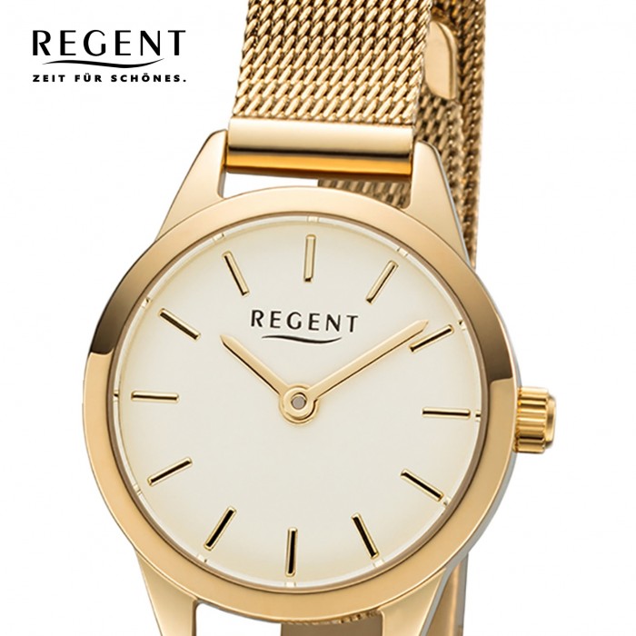 Regent Damen F-1166 URF1166 Metall Quarz-Uhr Armbanduhr gold Analog