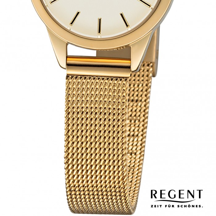 Regent Damen Armbanduhr Analog F-1166 URF1166 Metall gold Quarz-Uhr