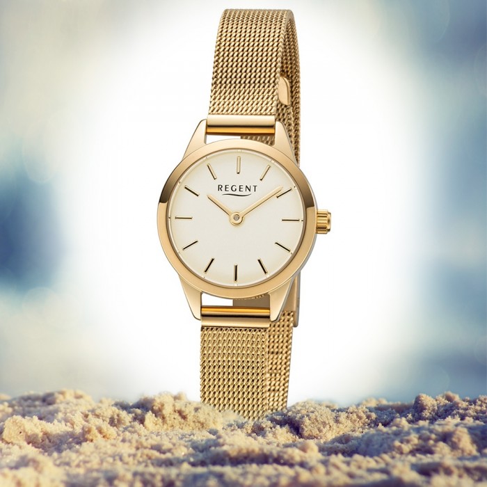 Quarz-Uhr Damen URF1166 F-1166 Metall Armbanduhr Analog Regent gold