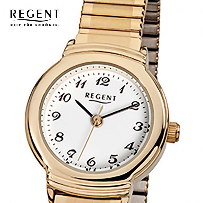 Quarz-Uhr Damen-Armbanduhr URF265 F-265 Stahl-Armband Regent gold